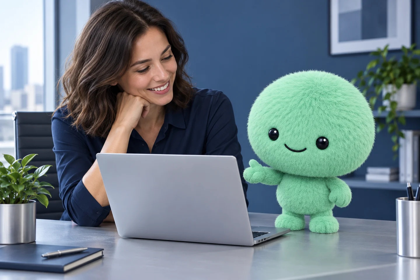 Alia ayuda a una compañera que trabaja con su laptop